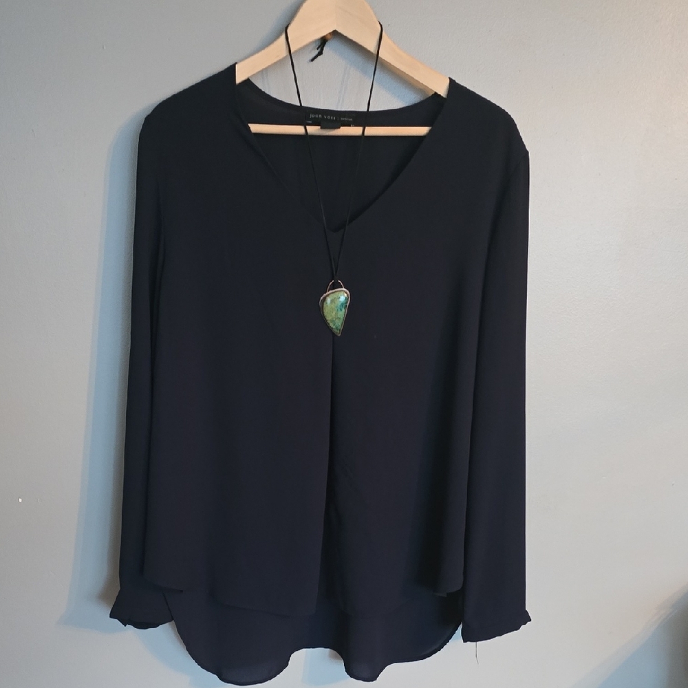 Midnight Blue Sheer Tunic Blouse